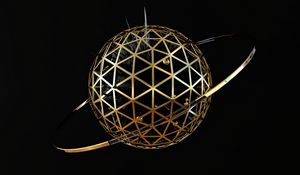 Preview wallpaper ball, sphere, ring, metallic, 3d