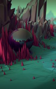 Preview wallpaper ball, sphere, rocks, 3d, rendering