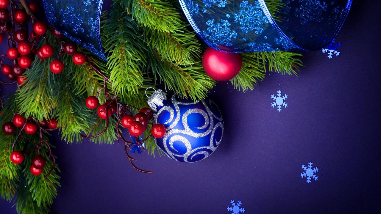 Wallpaper ball, spruce, new year, decorations