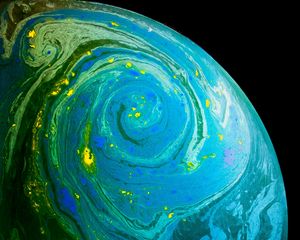 Preview wallpaper ball, stains, abstraction, blue, green