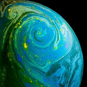 Preview wallpaper ball, stains, abstraction, blue, green