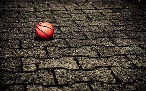 Preview wallpaper ball, stone, surface, road