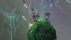 Preview wallpaper ball, trees, sphere, art