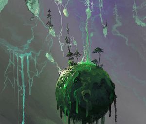 Preview wallpaper ball, trees, sphere, art