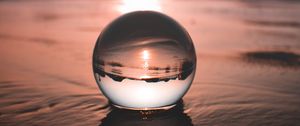 Preview wallpaper ball, water, reflection, distortion, focus