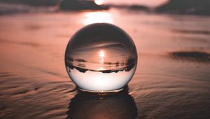 Preview wallpaper ball, water, reflection, distortion, focus