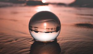 Preview wallpaper ball, water, reflection, distortion, focus