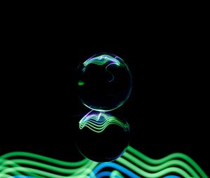 Preview wallpaper ball, wavy, neon