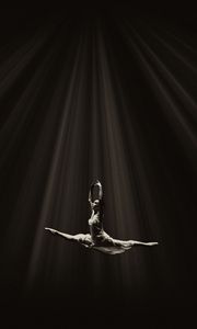 Preview wallpaper ballerina, ballet, dance, bw, flight