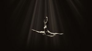 Preview wallpaper ballerina, ballet, dance, bw, flight