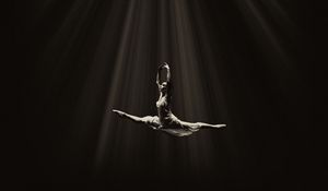 Preview wallpaper ballerina, ballet, dance, bw, flight