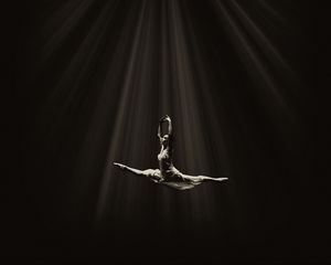 Preview wallpaper ballerina, ballet, dance, bw, flight