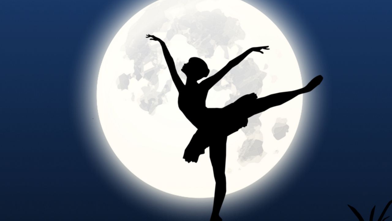 Wallpaper ballerina, silhouette, moon, dance