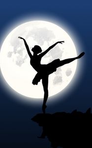 Preview wallpaper ballerina, silhouette, moon, dance