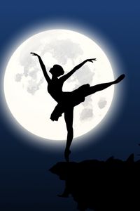 Preview wallpaper ballerina, silhouette, moon, dance