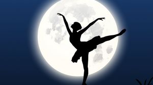 Preview wallpaper ballerina, silhouette, moon, dance