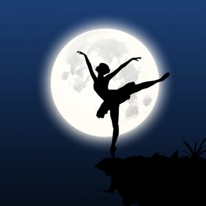 Preview wallpaper ballerina, silhouette, moon, dance