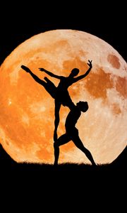 Preview wallpaper ballet, moon, silhouette