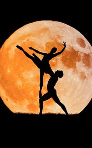 Preview wallpaper ballet, moon, silhouette