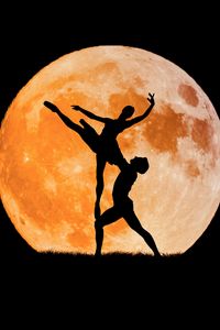 Preview wallpaper ballet, moon, silhouette