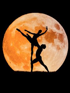 Preview wallpaper ballet, moon, silhouette