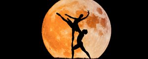 Preview wallpaper ballet, moon, silhouette