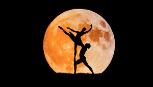 Preview wallpaper ballet, moon, silhouette