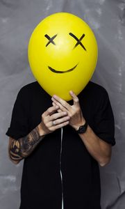 Preview wallpaper balloon, hands, smiley, tattoo