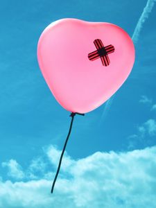 Preview wallpaper balloon, heart, pink, sky