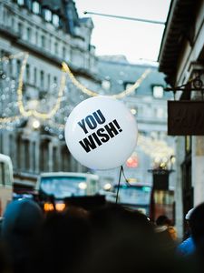 Preview wallpaper balloon, inscription, city