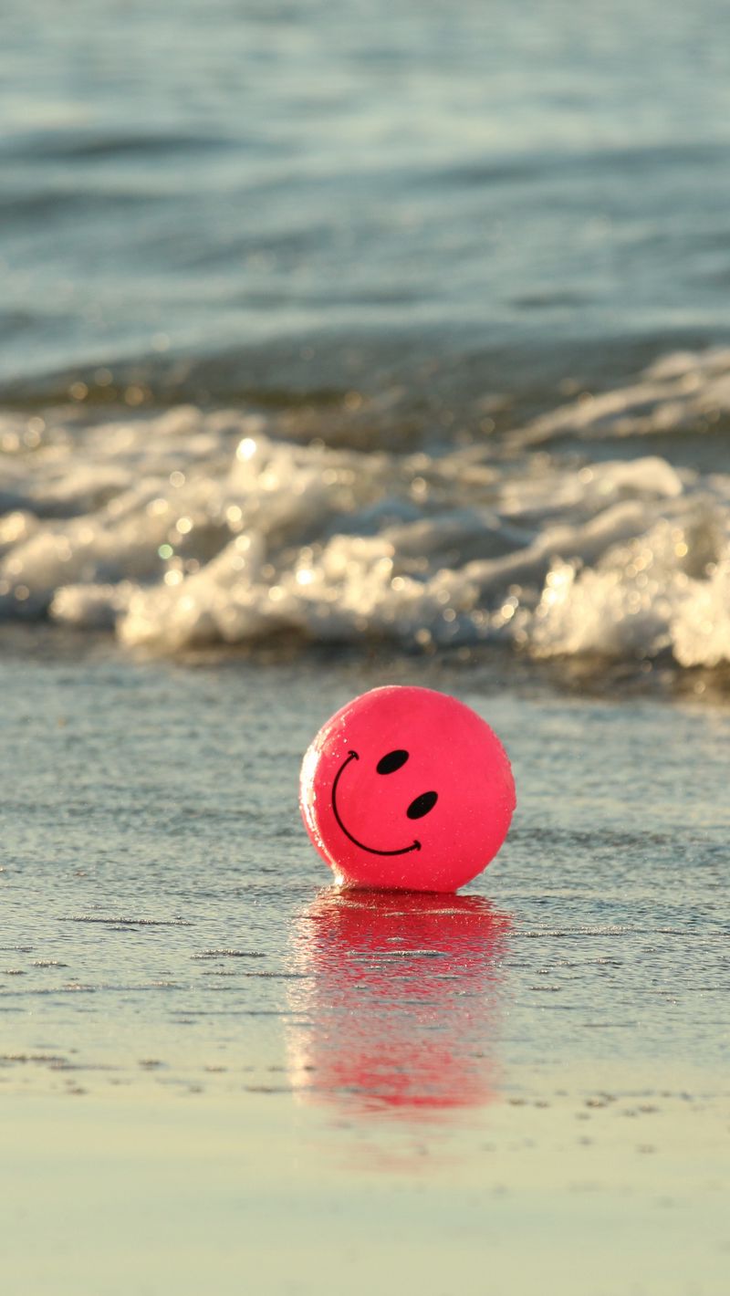 Download wallpaper 800x1420 balloon, smiley, smile, sea, water, surf ...