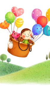 Preview wallpaper balloons, basket, flying