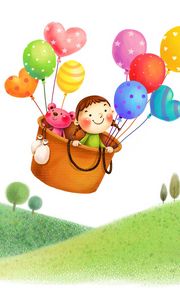 Preview wallpaper balloons, basket, flying