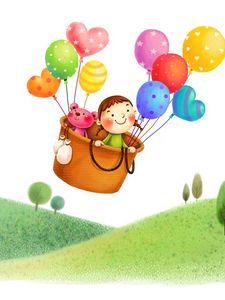 Preview wallpaper balloons, basket, flying