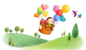 Preview wallpaper balloons, basket, flying