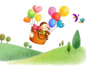 Preview wallpaper balloons, basket, flying