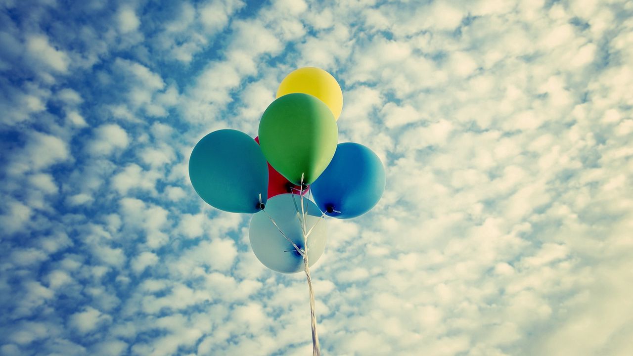 Wallpaper balloons, colorful, clouds, sky, flight
