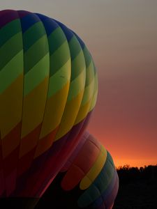 Preview wallpaper balloons, colorful, trees, sunset