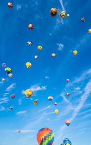 Preview wallpaper balloons, flight, sky, clouds, blue