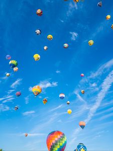 Preview wallpaper balloons, flight, sky, clouds, blue