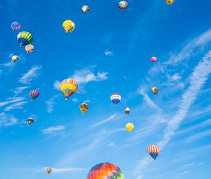 Preview wallpaper balloons, flight, sky, clouds, blue