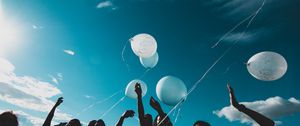 Preview wallpaper balloons, people, hands, sky, fly