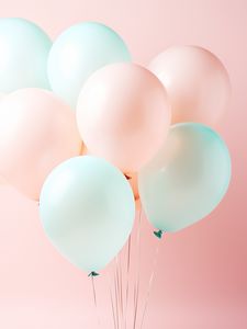 Preview wallpaper balloons, pink, blue, pink background