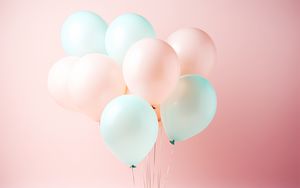 Preview wallpaper balloons, pink, blue, pink background