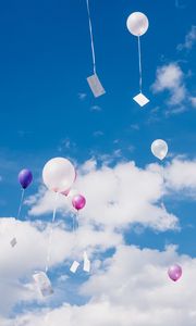 Preview wallpaper balloons, sky, clouds, flight, height