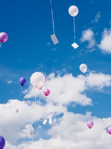 Preview wallpaper balloons, sky, clouds, flight, height