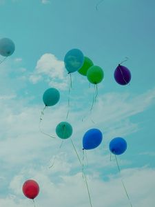 Preview wallpaper balloons, sky, flight, colorful, clouds, lightness