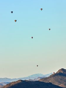 Preview wallpaper balloons, sky, mountains