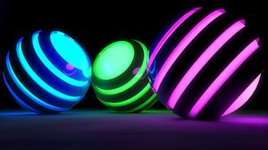 Preview wallpaper balls, bands, glow, bright
