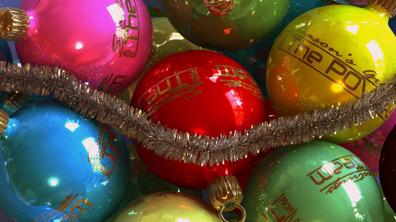 Wallpaper balls, christmas, tinsel, new year